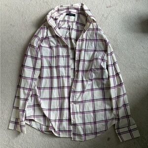 Banana Republic Cream and Purple Plaid Shirt
